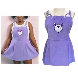 Dolls Kill x Care Bears Size 3X Purple Pinafore Corduroy‎ Skirtall Mini Dress